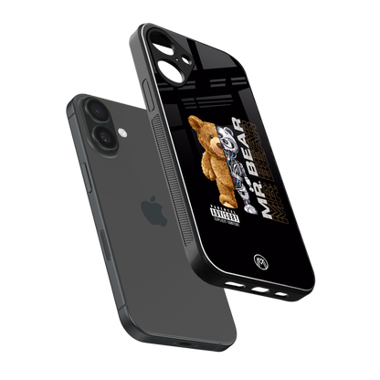 bear pal back phone cover | glass case for iphone 16 plus