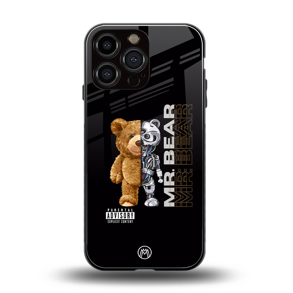bear pal back phone cover | glass case for iphone 16 pro max