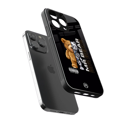 bear pal back phone cover | glass case for iphone 16 pro max
