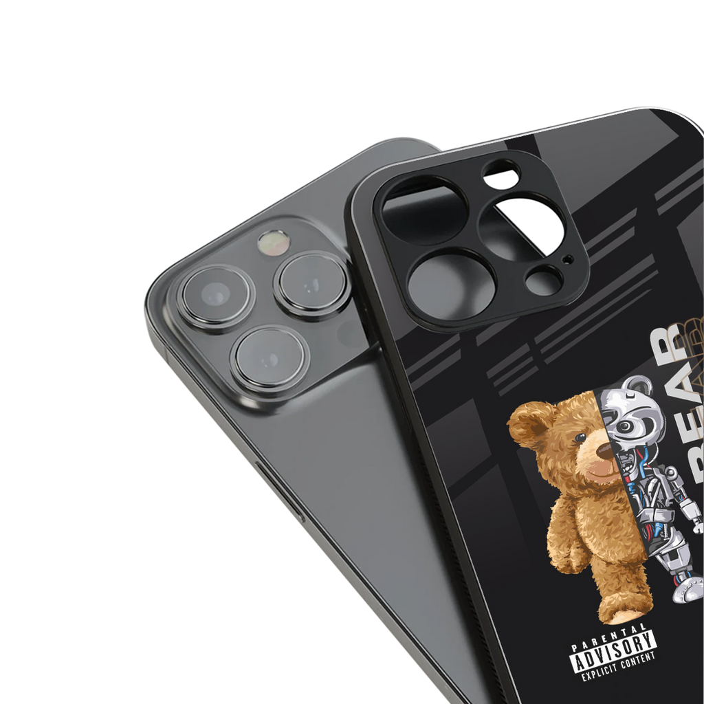 bear pal back phone cover | glass case for iphone 13 pro max