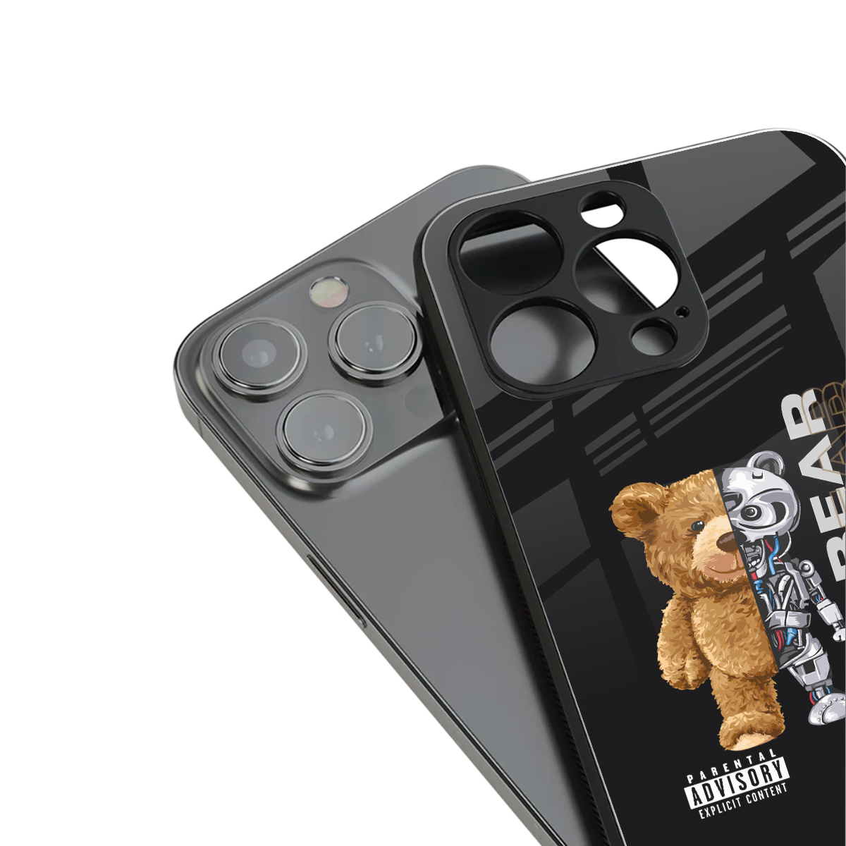 bear pal back phone cover | glass case for iphone 15 plus