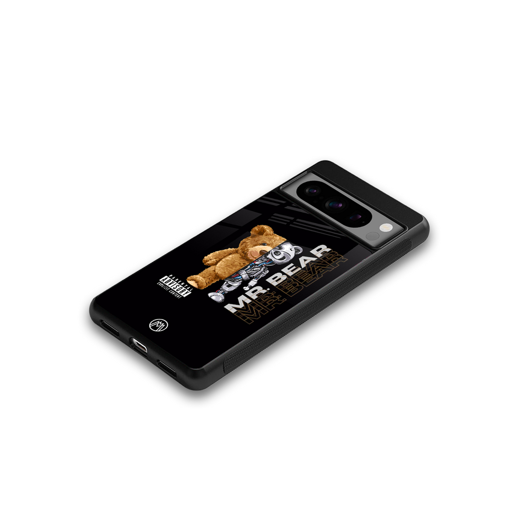 bear pal back phone cover | glass case for google pixel 8 pro