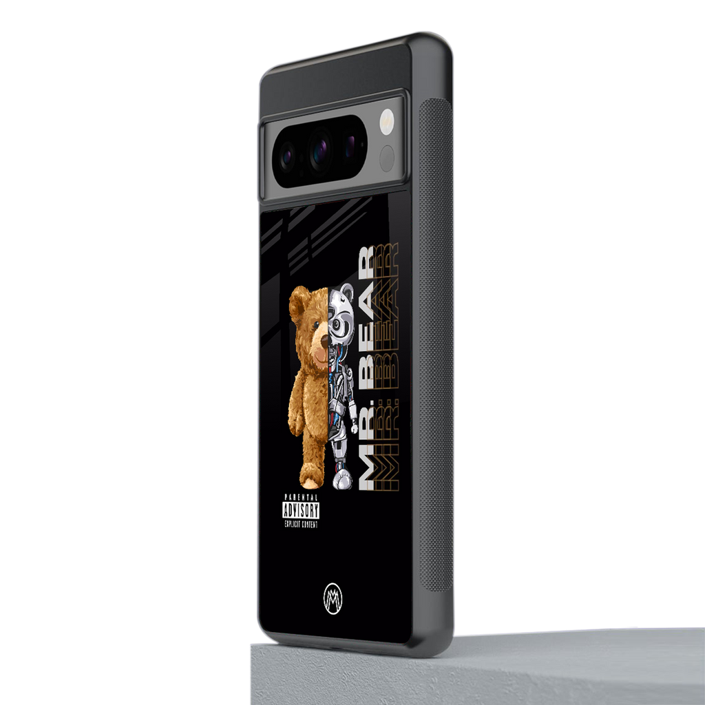 bear pal back phone cover | glass case for google pixel 8 pro