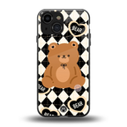 bear uniform pattern back phone cover | glass case for iphone 13 mini