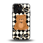 bear uniform pattern back phone cover | glass case for iphone 13 pro max