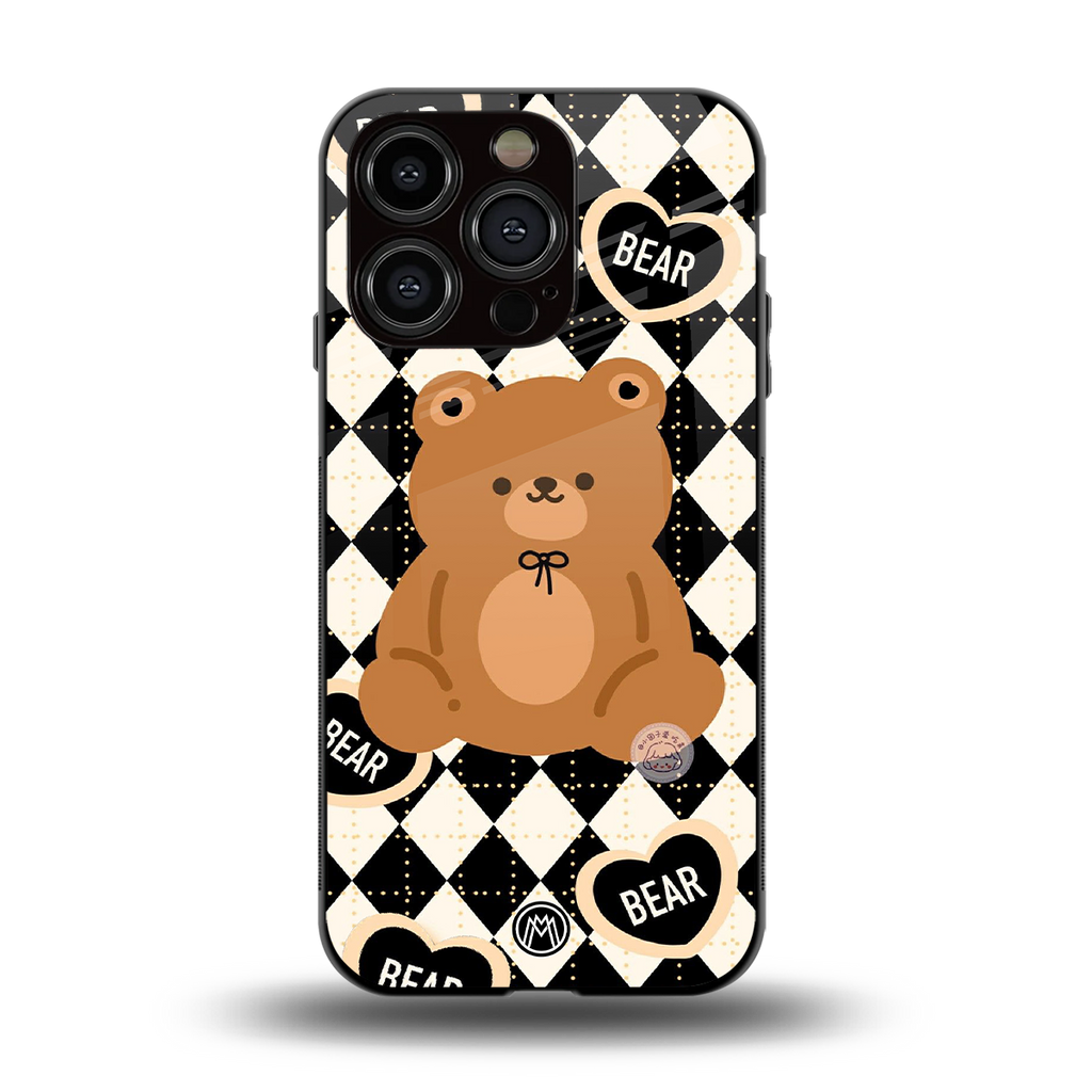 bear uniform pattern back phone cover | glass case for iphone 13 pro