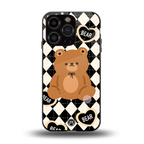 bear uniform pattern back phone cover | glass case for iphone 13 pro
