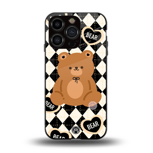 bear uniform pattern back phone cover | glass case for iphone 13 pro