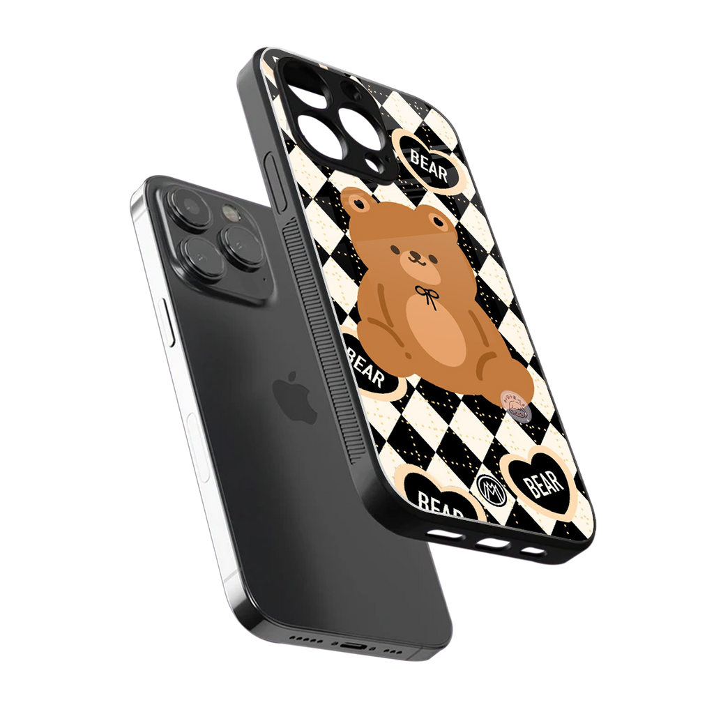 bear uniform pattern back phone cover | glass case for iphone 13 pro
