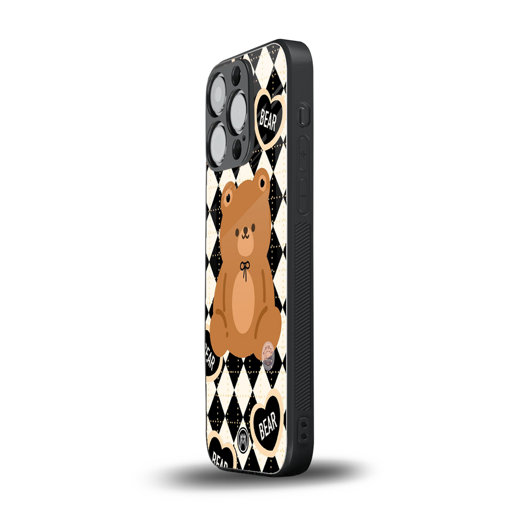 bear uniform pattern back phone cover | glass case for iphone 13 pro