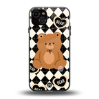 bear uniform pattern back phone cover | glass case for iphone 15 plus