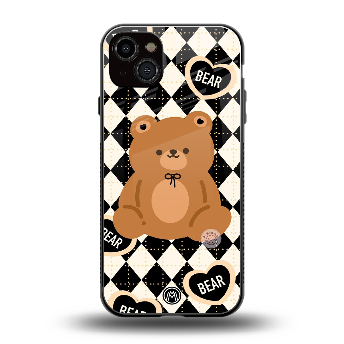 bear uniform pattern back phone cover | glass case for iphone 15 plus