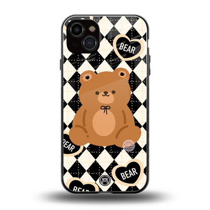 bear uniform pattern back phone cover | glass case for iphone 15 plus