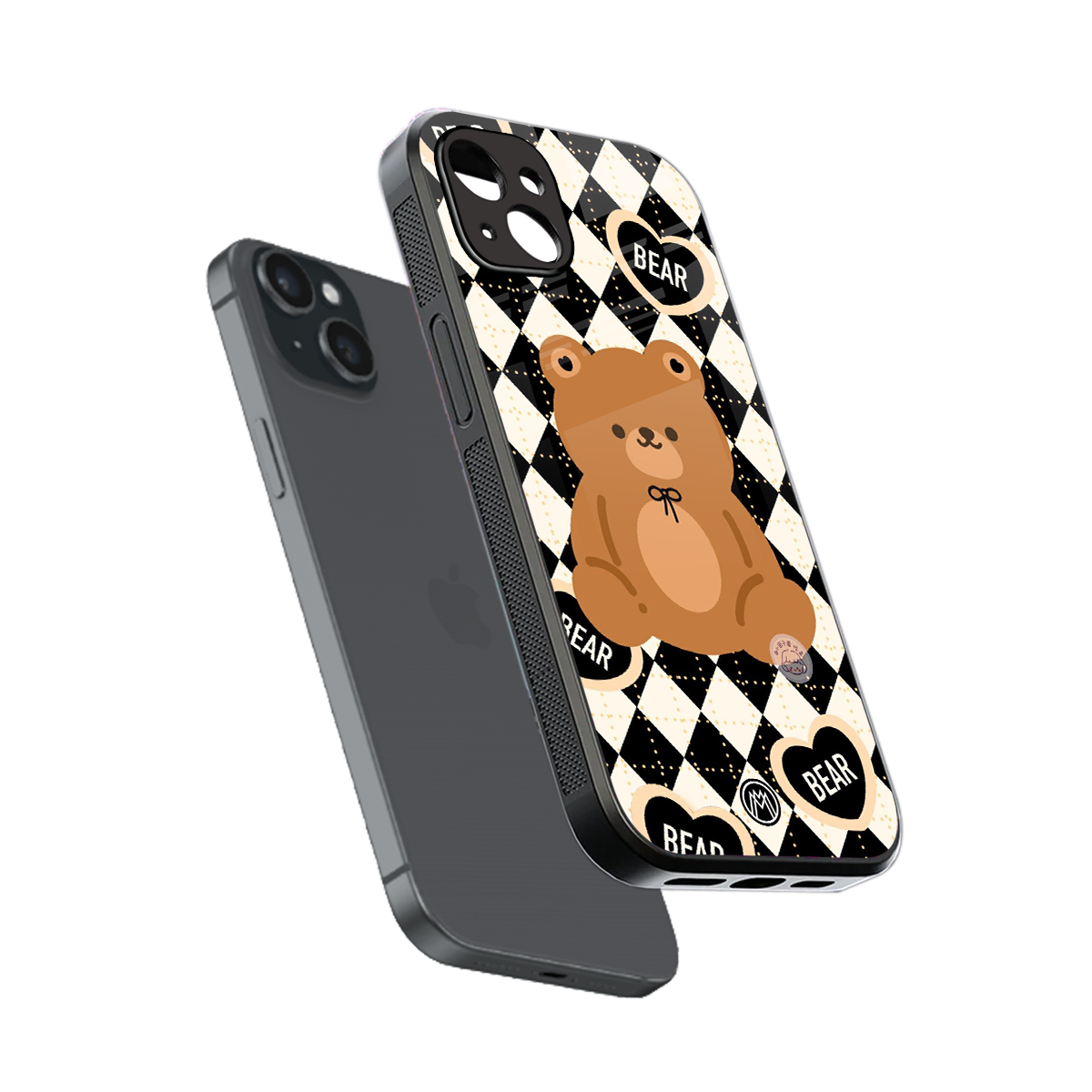 bear uniform pattern back phone cover | glass case for iphone 15 plus
