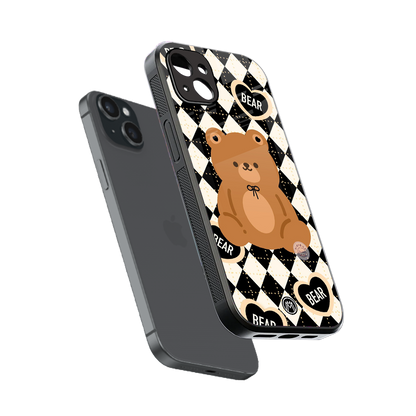 bear uniform pattern back phone cover | glass case for iphone 15 plus