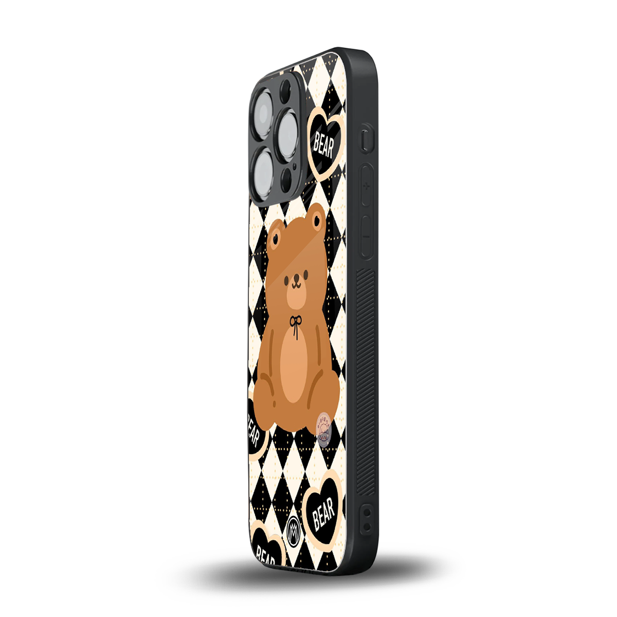 bear uniform pattern back phone cover | glass case for iphone 14 pro
