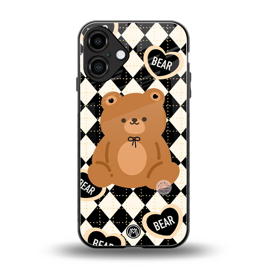 bear uniform pattern back phone cover | glass case for iphone 16 plus