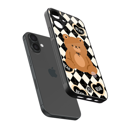 bear uniform pattern back phone cover | glass case for iphone 16 plus
