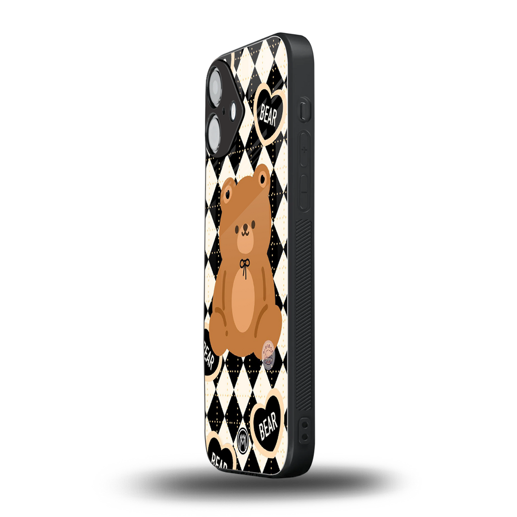 bear uniform pattern back phone cover | glass case for iphone 16 plus