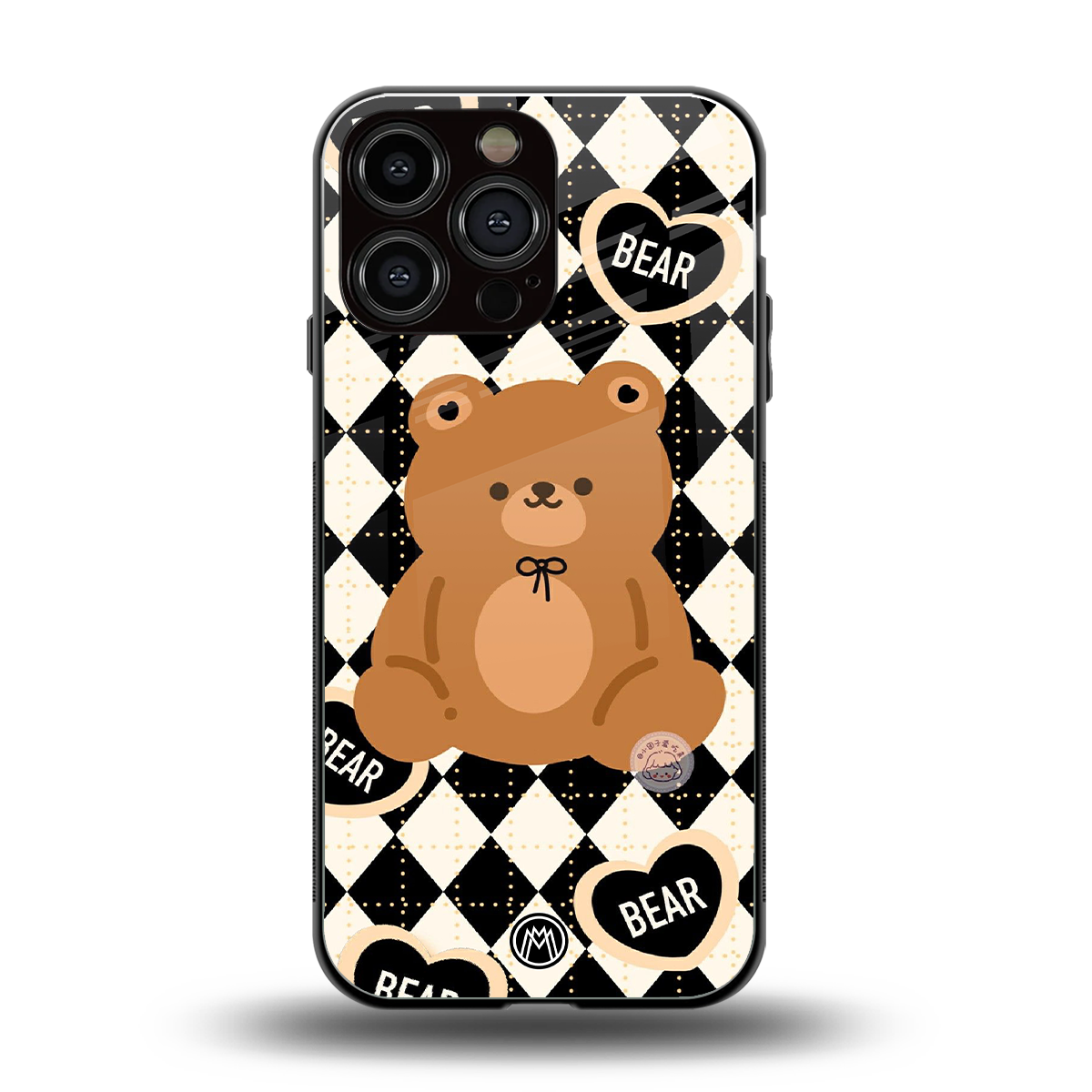 bear uniform pattern back phone cover | glass case for iphone 16 pro max