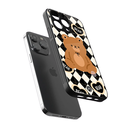 bear uniform pattern back phone cover | glass case for iphone 16 pro max