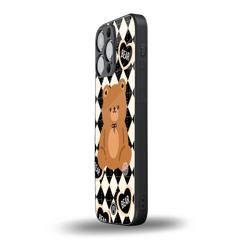 bear uniform pattern back phone cover | glass case for iphone 16 pro max