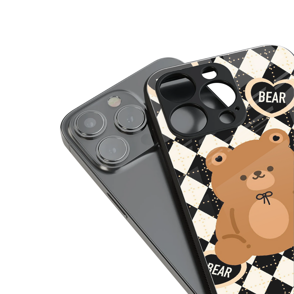 bear uniform pattern back phone cover | glass case for iphone 16 plus