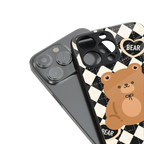 bear uniform pattern back phone cover | glass case for iphone 16 plus