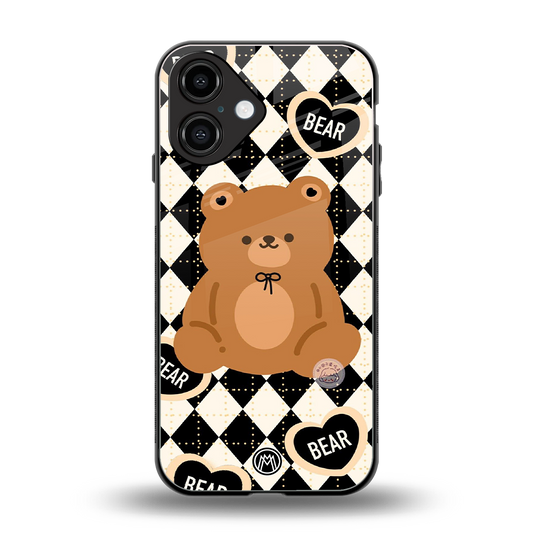 bear uniform pattern back phone cover | glass case for iphone 16