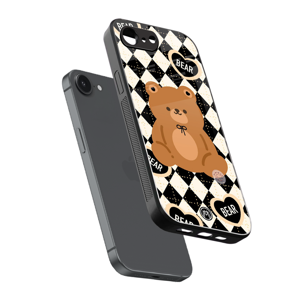bear uniform pattern back phone cover | glass case for iphone 16e