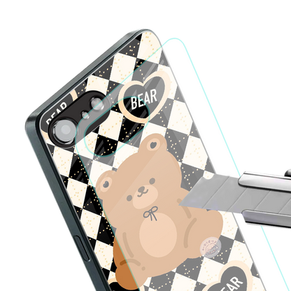 bear uniform pattern back phone cover | glass case for iphone 16e