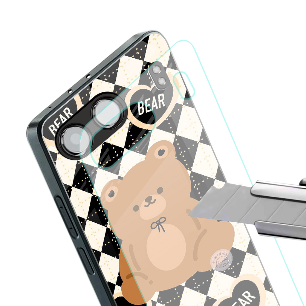 bear uniform pattern back phone cover | glass case for oneplus nord 4