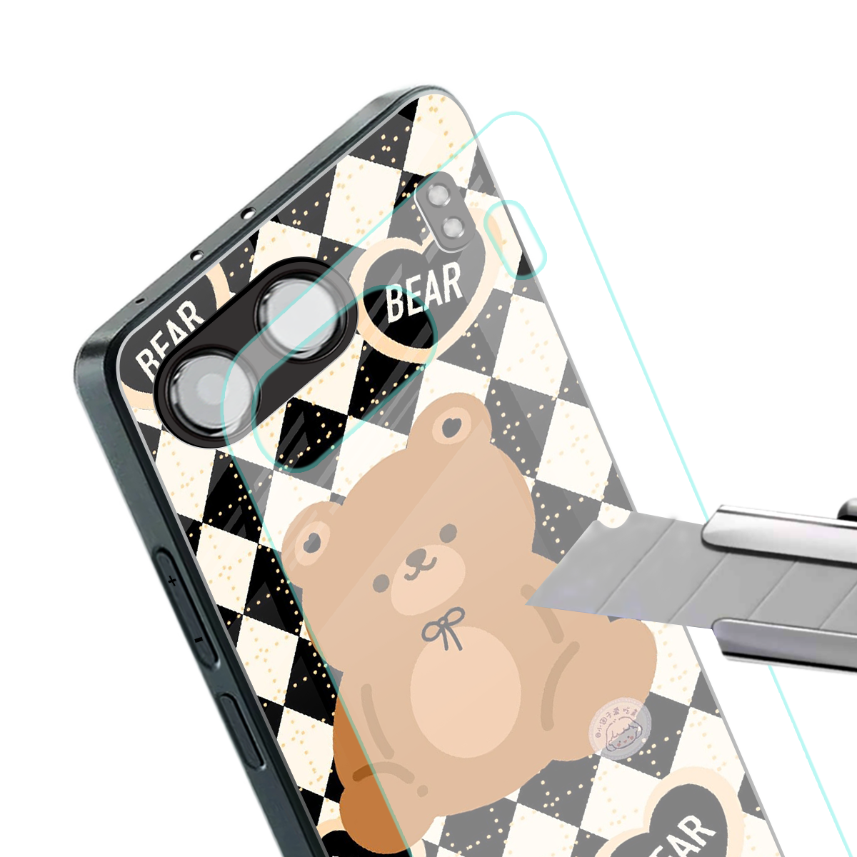 bear uniform pattern back phone cover | glass case for oneplus nord 4