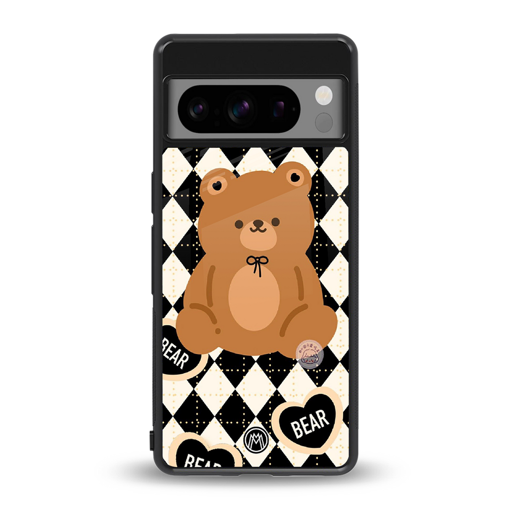 bear uniform pattern back phone cover | glass case for google pixel 8 pro