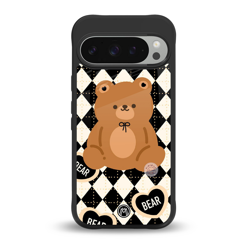 bear uniform pattern back phone cover | glass case for google pixel 9 pro xl