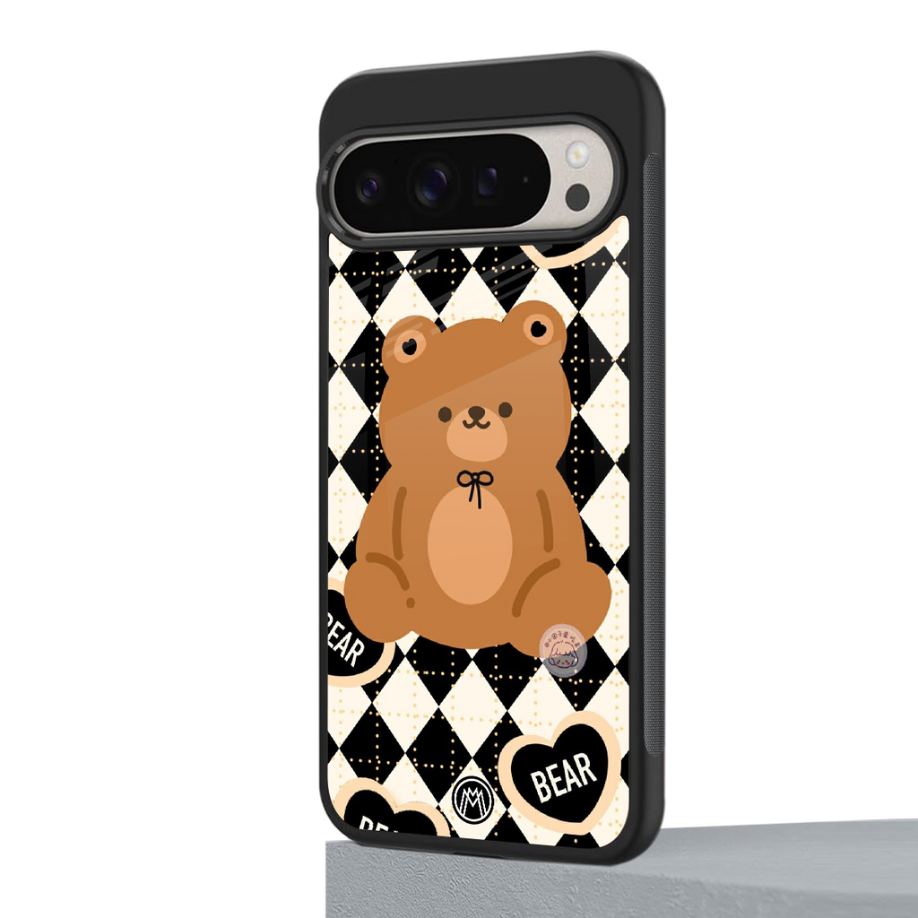 bear uniform pattern back phone cover | glass case for google pixel 9 pro