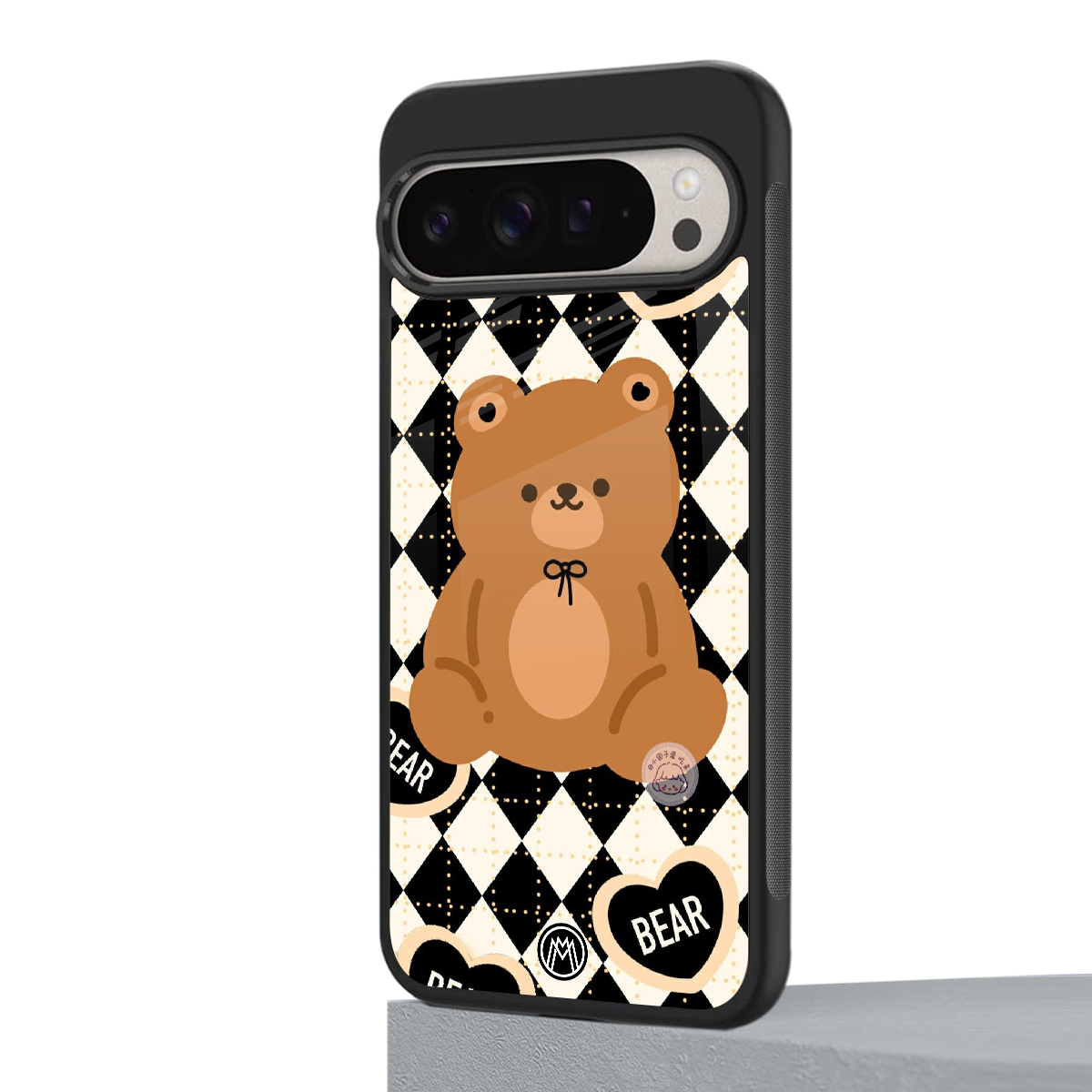 bear uniform pattern back phone cover | glass case for google pixel 9 pro xl