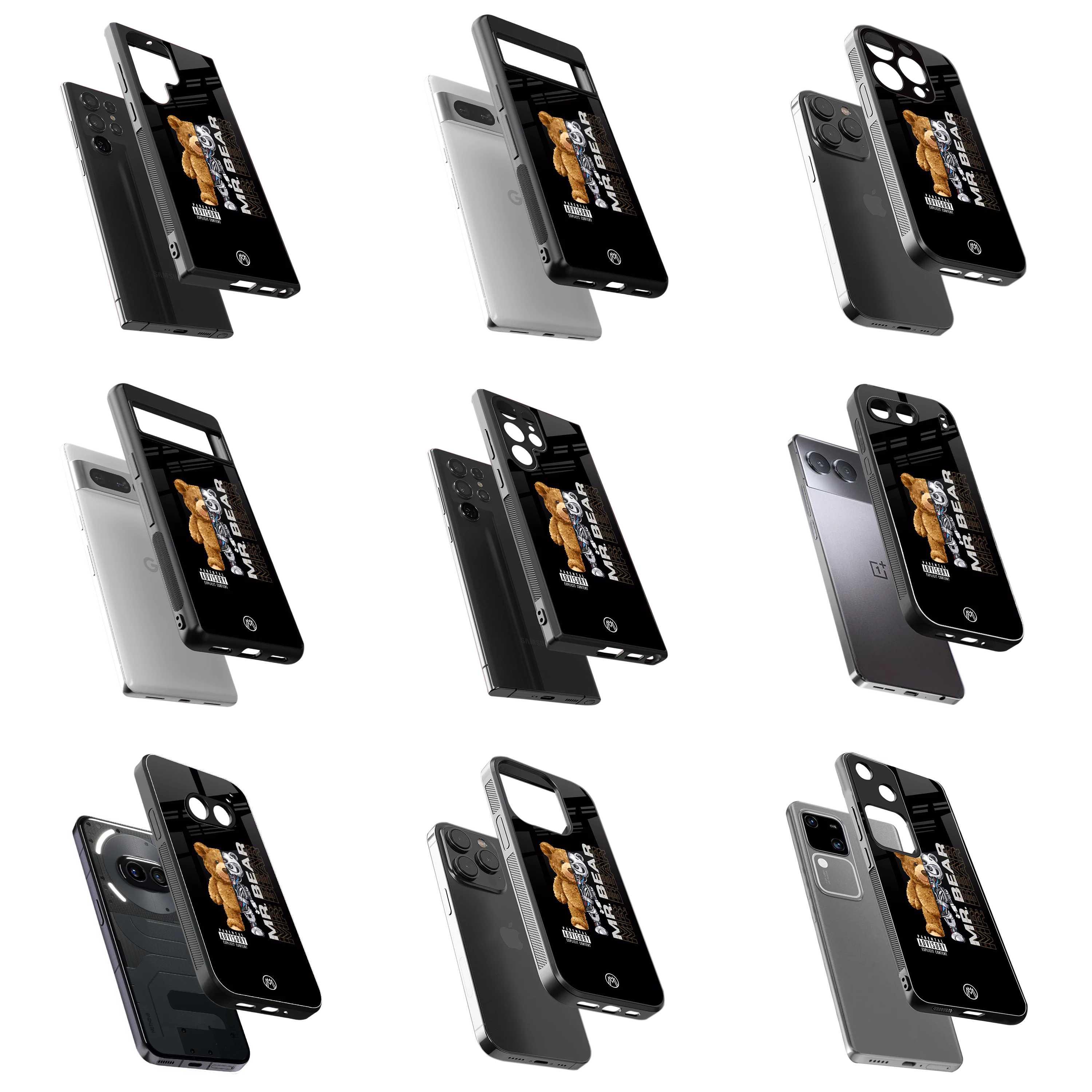 Durable Glass Back Mobile Case for iPhone, Samsung, OnePlus, Google Pixel, Redmi, Vivo, Oppo