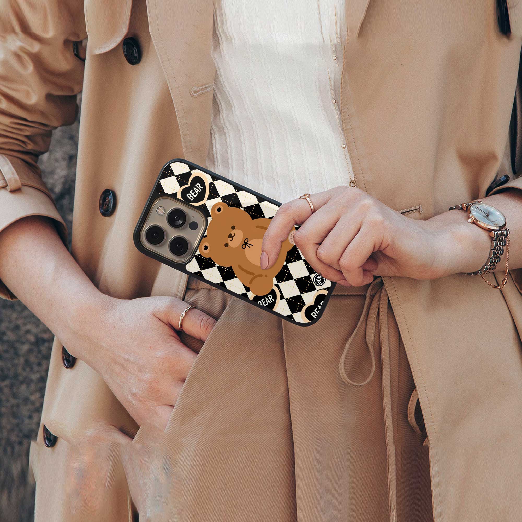 bear uniform pattern back phone cover | glass case for samsung galaxy s23