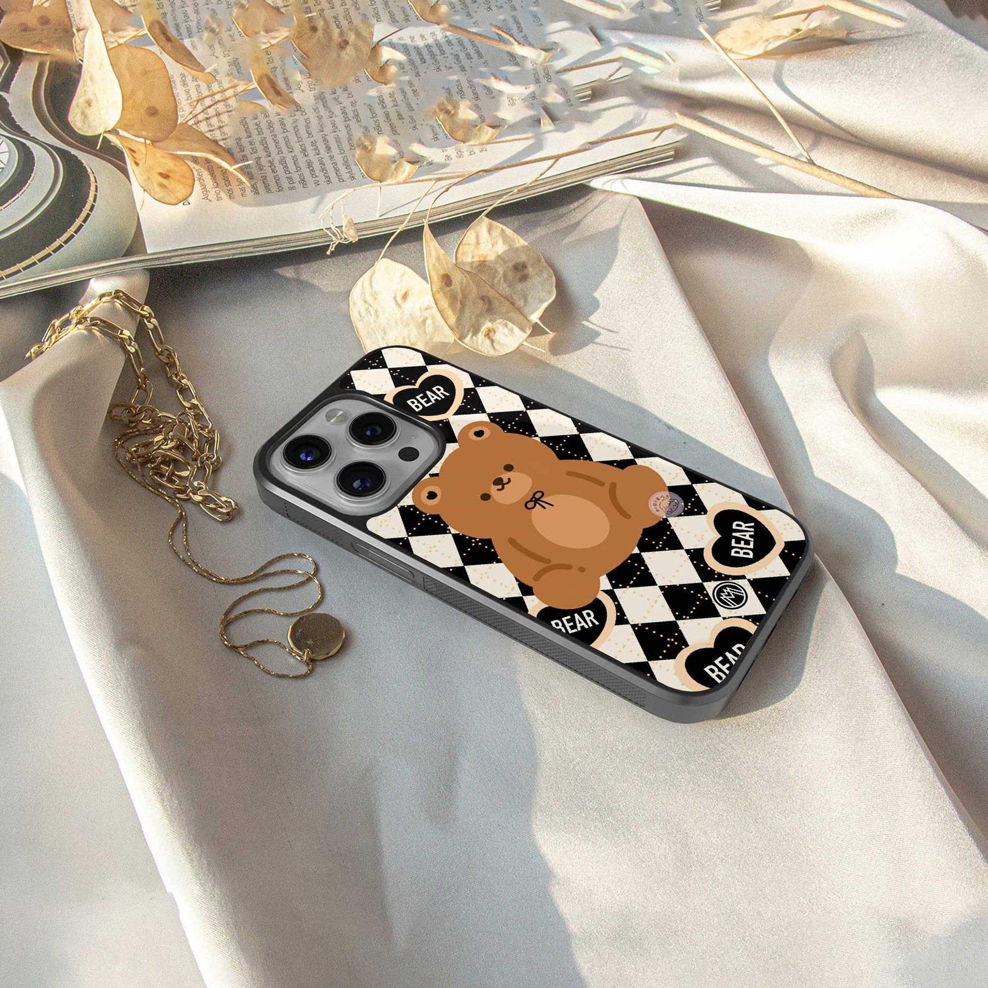bear uniform pattern back phone cover | glass case for samsung galaxy s24 plus