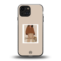 beige brown young lady art back phone cover | glass case for iphone 13 mini
