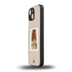 beige brown young lady art back phone cover | glass case for iphone 13 mini