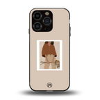 beige brown young lady art back phone cover | glass case for iphone 13 pro