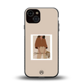 beige brown young lady art back phone cover | glass case for iphone 13