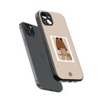 beige brown young lady art back phone cover | glass case for iphone 15 plus