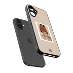 beige brown young lady art back phone cover | glass case for iphone 16 plus