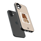 beige brown young lady art back phone cover | glass case for iphone 16