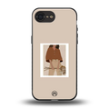 beige brown young lady art back phone cover | glass case for iphone 16e