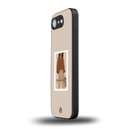 beige brown young lady art back phone cover | glass case for iphone 16e
