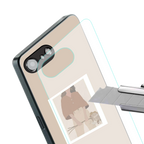beige brown young lady art back phone cover | glass case for iphone 16e